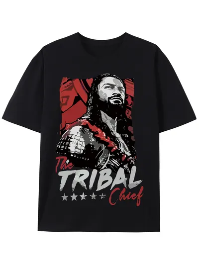 T-shirt de gola redonda, manga curta, com impressão digital de chefe tribal romano, alta qualidade