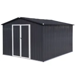 Metall Trädgårdsskjul 10ftx8ft Utomhusförvaringsskjul Vit Kaffe Med Fönster
