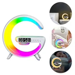Lâmpada inteligente G, luz noturna, altifalante Bluetooth, carregador sem fios, LED RGB, relógio despertador