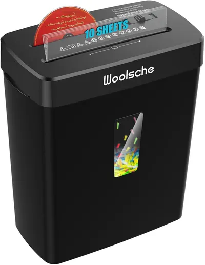 مقص ورق من Woolsche، مقص ورق مقطع عرضي بسعة 3.43 جالون، مستوى أمان P4، تصميم 3 أوضاع، يقوم بقص الأقراص المضغوطة وبطاقات الائتمان، متين وسريع ومقاوم للانسداد للمكاتب المنزلية