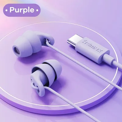 Remax Soft Sleep Earphones, Wired Noise-Cancelling In-Ear Earphones, Anti-Noise Type-C and 3.5mm Interface