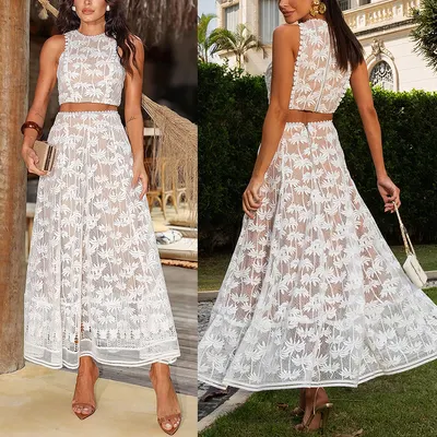 Conjunto feminino sem mangas com bolso de zíper, ideal para férias