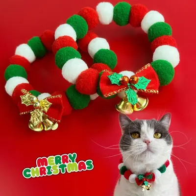 Ny husdjur jul fluga halsband katt halsduk julklocka söt hund dekorationer halsband