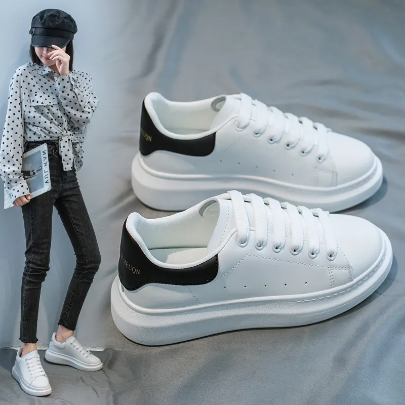 Sapatos para mulheres plataforma Mcqueen de sola grossa, respiráveis, de microfibra versáteis e quentes, com aumento de altura