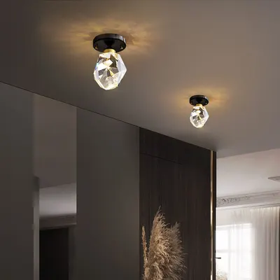 Lámpara de Techo de Cristal para Pasillo, Lámpara de Cristal de Lujo Ligero para Entrada, Pasillo, Vestidor, Cocina, Baño, Balcón