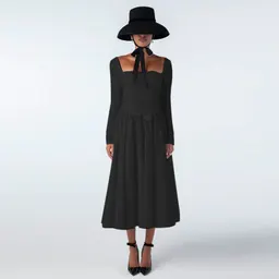Vestido Comprido YL24423 Outono 2024 Novo Estiloso, Doce e de Princesa, Vestido Francês Elegante com Decote Quadrado para Mulheres