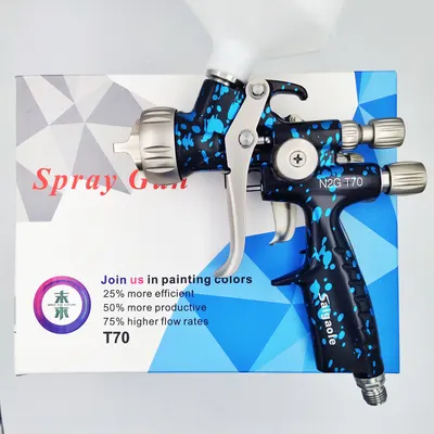 Pistola de pulverización de pintura de agua para capa superior automotriz Camuflaje T70
