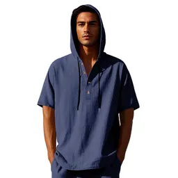 T-shirt de linho para homem, de estilo europeu e americano, de manga curta e design simples