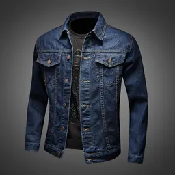 Casaco de ganga azul retrô para homens de primavera e outono, casaco de trabalho casual e versátil, casaco de ganga slim fit elegante de estilo coreano