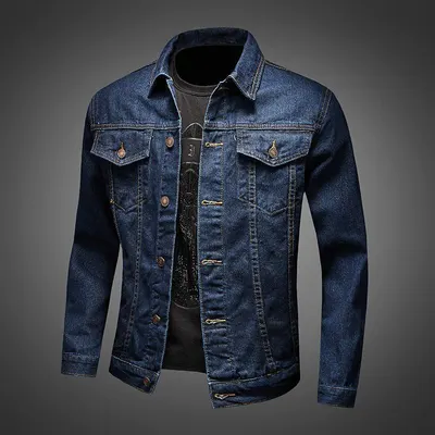 Vår och höst blå retro denimjacka mans casual mångsidig arbetsjacka koreansk stil smal snygg denimkappa