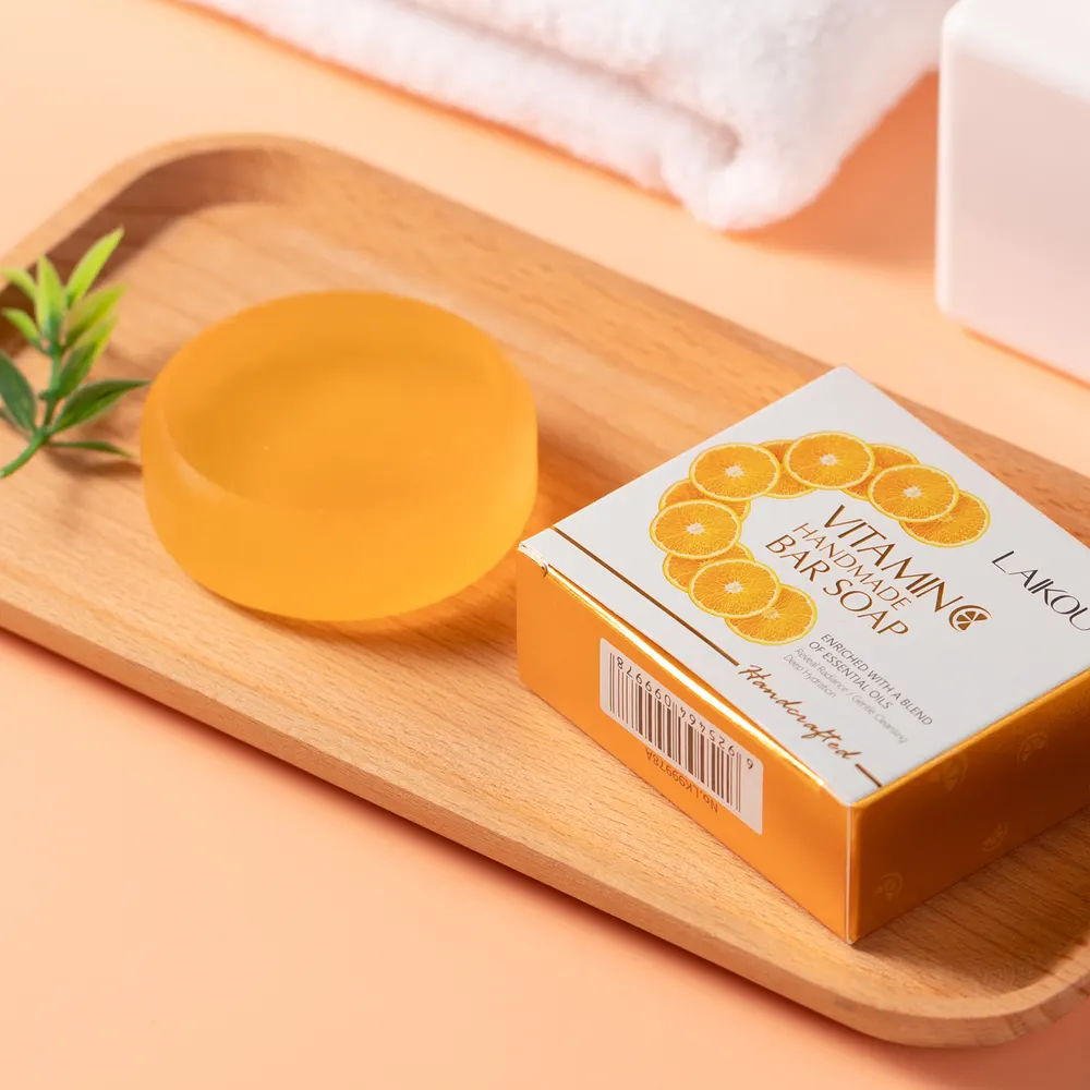 Sabonete de cúrcuma com óleo essencial artesanal com vitamina C para limpeza facial LAIKOU, cross-border, sabonete artesanal para banho e limpeza