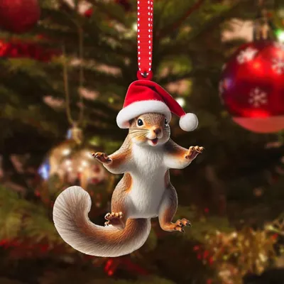 Enfeites suspensos de festa de Natal do mundo animal em acrílico plano