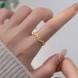 s925 Sterlingsilver Infinity Love Kedja Ring med Diamantinsättning Personlig Tvådelad 8-formad Justerbar Ring R01112