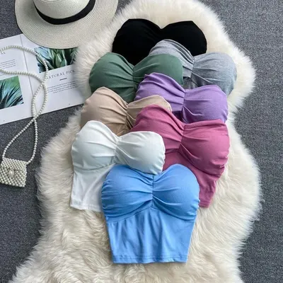 Colete para Mulheres, Top Exterior Sexy de Hot Girl de Verão, Bandeau sem Alças com Almofada, Top Interior Anti-Exposição, Camada Base, Roupa Interior