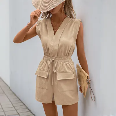 Byxdress Bindning V-ring Enfärgad En-del Shorts