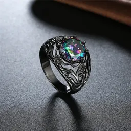 Anillo hueco de circón de color de moda creativo nuevo