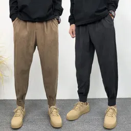 Löst sittande vida byxor, hipster-harem-khaki-korduroybyxor för män