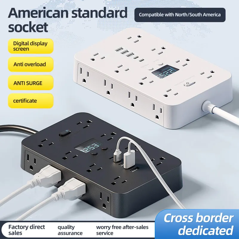 Amerikanskt standarduttag för elsladd Hushållsuttag 16AC 3usb2type-C