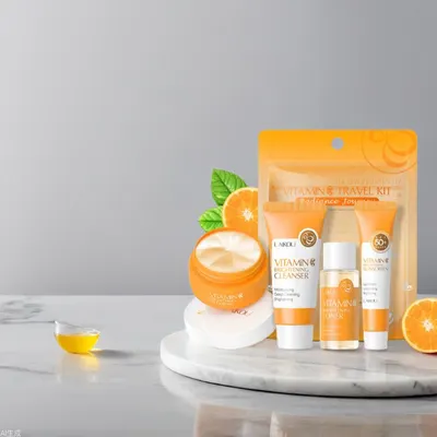 Conjunto de viagem Laikou de vitamina C, venda transfronteiriça, novo, conjunto de cuidados faciais para clarear e melhorar o tom da pele, conjunto de cuidados com a pele, disponível em stock para venda por grosso