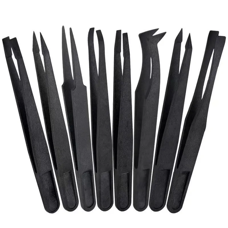 Pincettverktyg Plastpincett Skarp Platt Böjd Rund Bred Platt Huvud