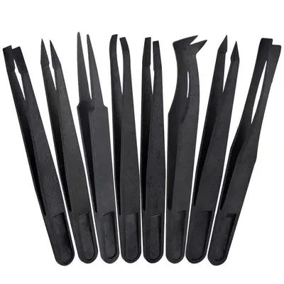 Pincettverktyg Plastpincett Skarp Platt Böjd Rund Bred Platt Huvud