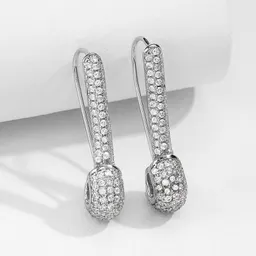 Pendientes de circón vintage en forma de clip de alfiler para mujer