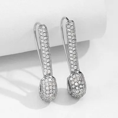 Pendientes de circón vintage en forma de clip de alfiler para mujer