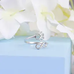 S925 silver ring, kattpadda för husdjur, 8-sidig ring