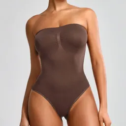 Body modelador sem costura plus size com modelagem de barriga e cintura