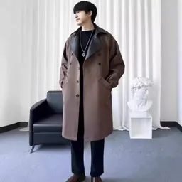 Herr Ulljacka, Koreansk Stil, Modefull, Ungdom, Mid-Long, Höst, Plus Size, Läderjacka, Dropshipping