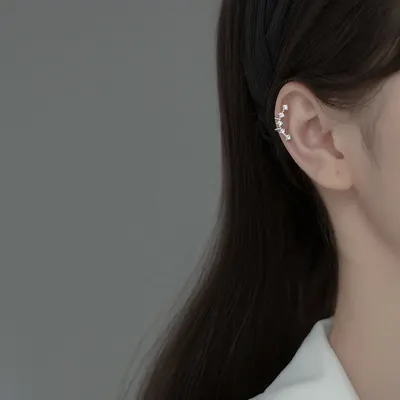 Airochi S925 Silver Öronklippor Koreansk Stil Elegant Söt Sommar Rhinestone Kedja Liten Fräsch Örhänge M00088