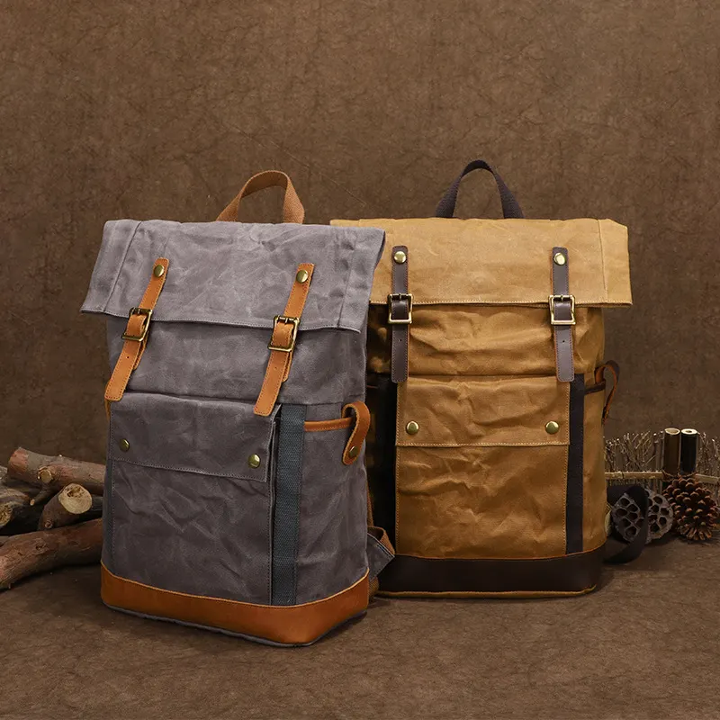Mochila de couro de cavalo, multifuncional, impermeável para atividades ao ar livre