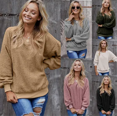Autumn New Solid Color Sweater Women s Pullover Round Neck Long Sleeve