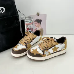 Ténis de lona com atacador e estampado de cores para primavera e outono, estilo retrô e moderno, para mulher