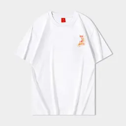 Herr rund hals kortärmad t-shirt med karpinfusion, tung digital kinesisk stil, 2024 ny nationell trend ren bomull t-shirt