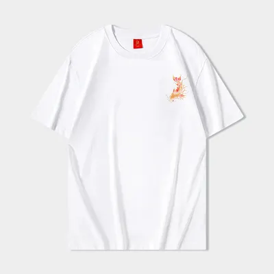 Camiseta de manga corta con cuello redondo para hombre con infusión de carpa, estilo chino digital pesado, camiseta de algodón puro de tendencia nacional nueva 2024