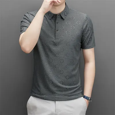 ポロシャツ 男性用 夏用 中年ラペル ファッションカジュアル ショートスリーブTシャツ カスタマイズ可能 通気性の高い半袖トップ