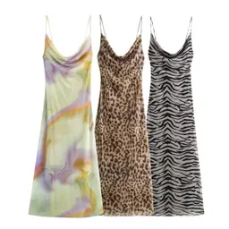 Vestido com alças, estampado de animais, estilo europeu e americano, elegante e moderno
