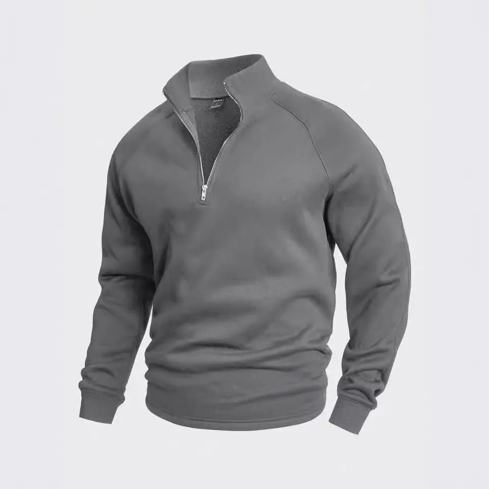 Europeisk och amerikansk mans dragkedja stående krage sweatshirt jacka