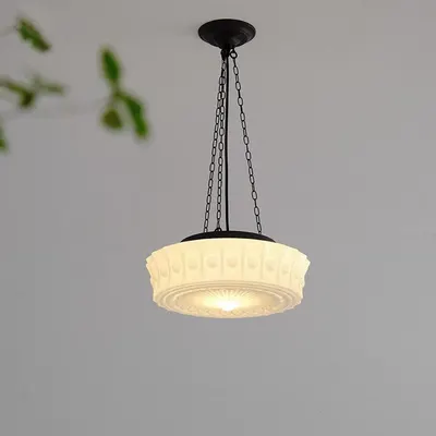 Fransk retro kreativ glas taklampa för vardagsrum mittenårstid stil hall matsal bar sovrum krämig takkrona