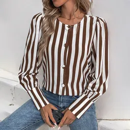 Cardigã de botão único de gola V estilo europeu e americano, riscado, com cores contrastantes, manga comprida para mulher