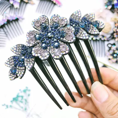 Koreansk stil hårkam insatskam enkel mångsidig hårtillbehör lyxig full diamant uppsättning hårspänna halkfri elegant strasshårtillbehör gaffelkam