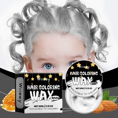 Creme de cabelo colorido para crianças Wiieey White, fácil de colorir, fácil de lavar, coloração natural, cera de cabelo duradoura para crianças