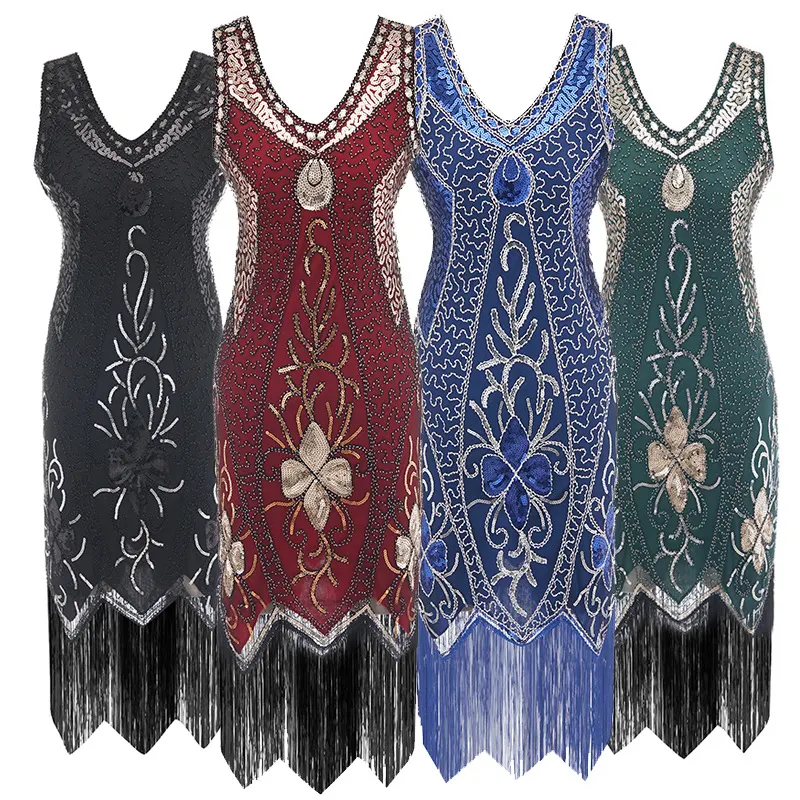 Vestido de noite com lantejoulas brilhantes, tecelagem manual, franjas, para mulheres, bestseller na Amazon e AliExpress, de comércio externo, fotografia real pura