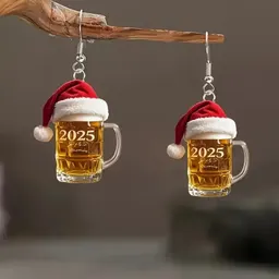 Pendientes Acrílicos con Forma de Jarra de Cerveza Navideña 2025