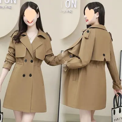 Lös bantande mållång kappa bälte trenchcoat för kvinnor trendig