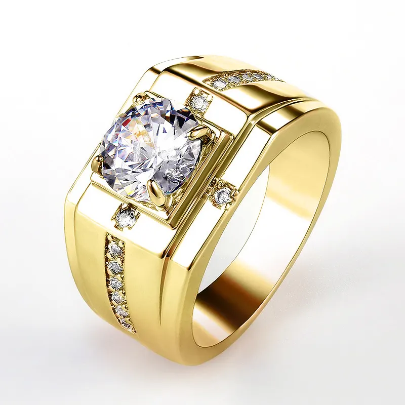 Anel de homem de negócios com diamante, de moda