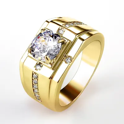 Anel de homem de negócios com diamante, de moda