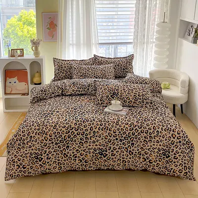 Conjunto de cama de quatro peças estampado com algodão aloe, quente na venda transfronteiriça de comércio eletrônico, fornecido diretamente pela fábrica, dropshipping e por grosso