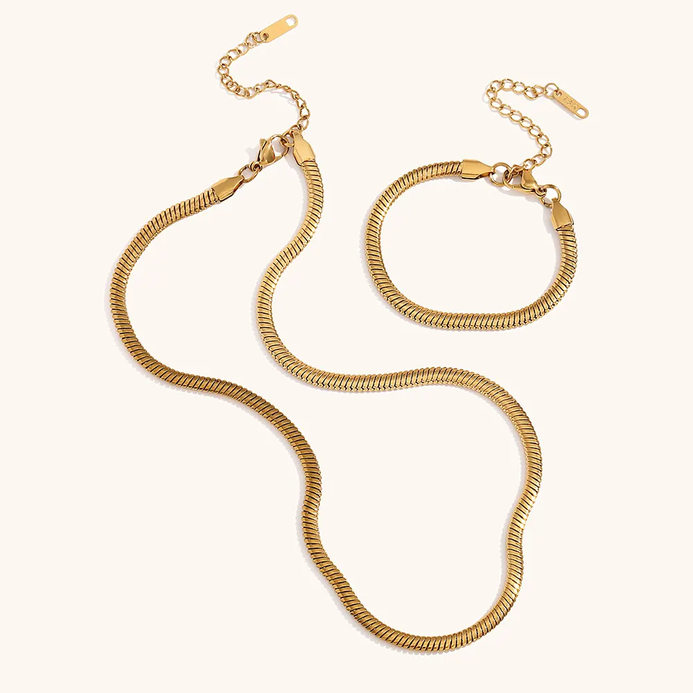 Colar frio simples, versátil, em aço inoxidável, banhado a ouro 18K